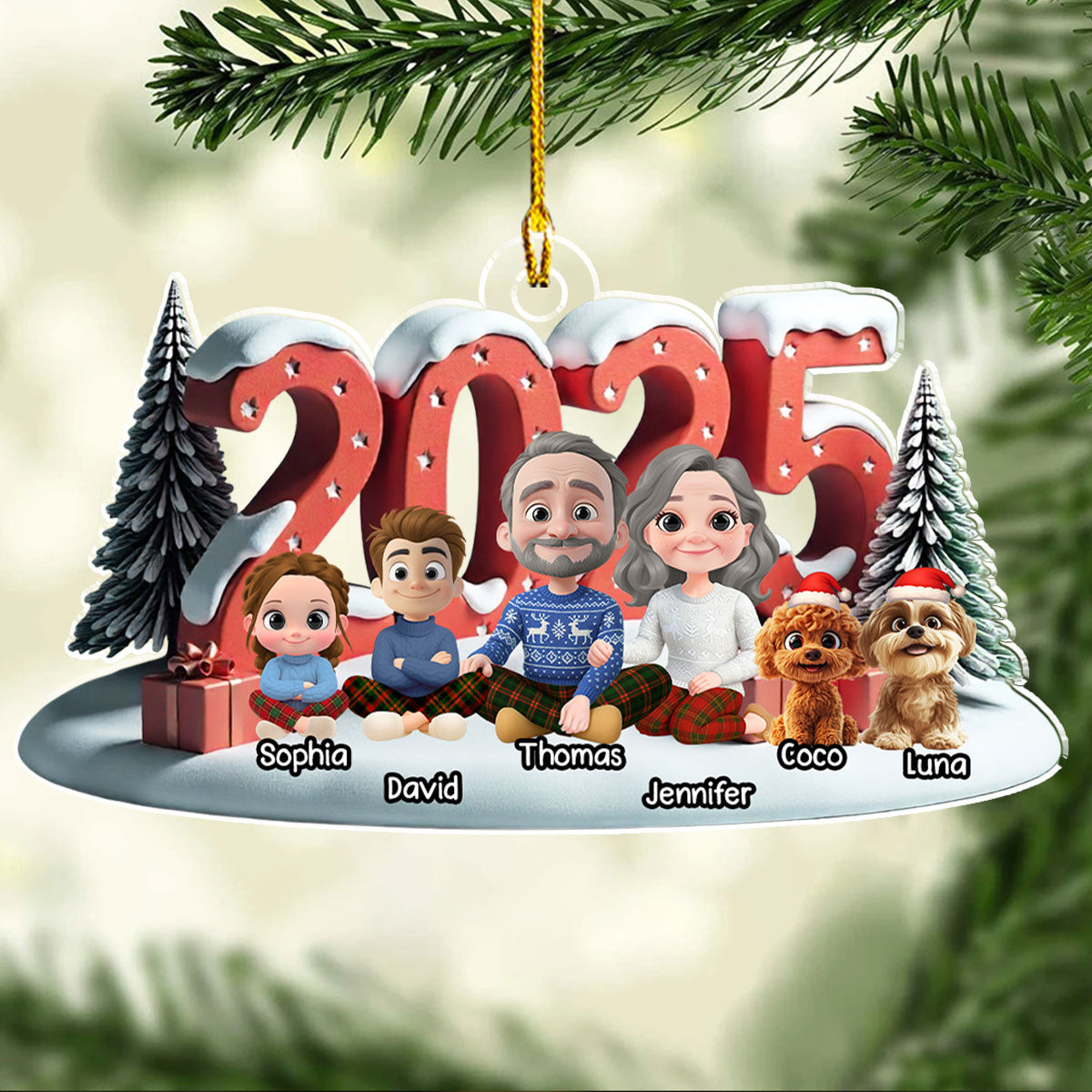 Custom Christmas Decor Home Birthday Gifts For Dog Lovers • Forever As A Family - Personalized Acrylic Ornament
