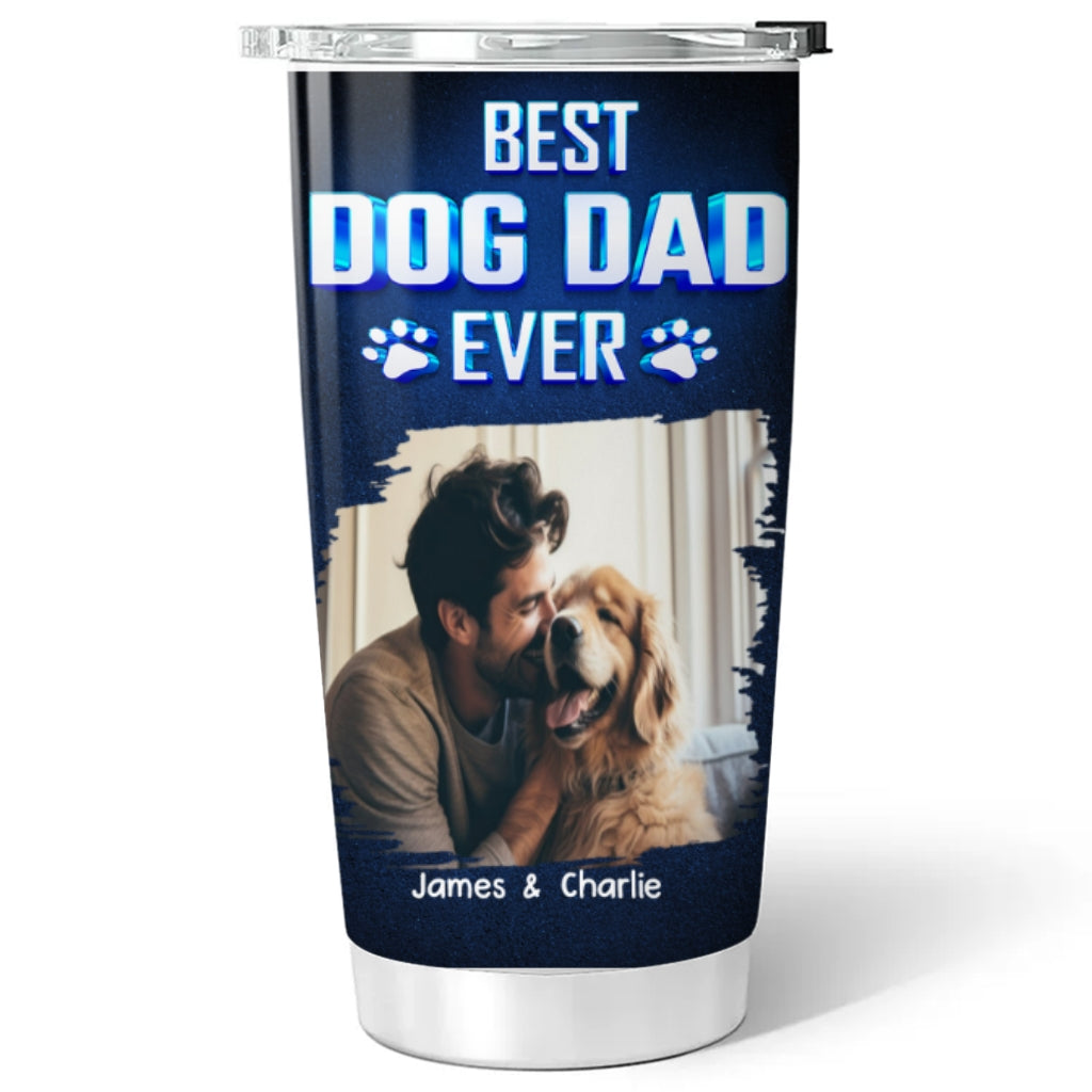 Custom Photo Father's day Birthday Gifts For Dog Dad, Dog Lovers • Dog Dad Blue Photo - Personalized Tumbler
