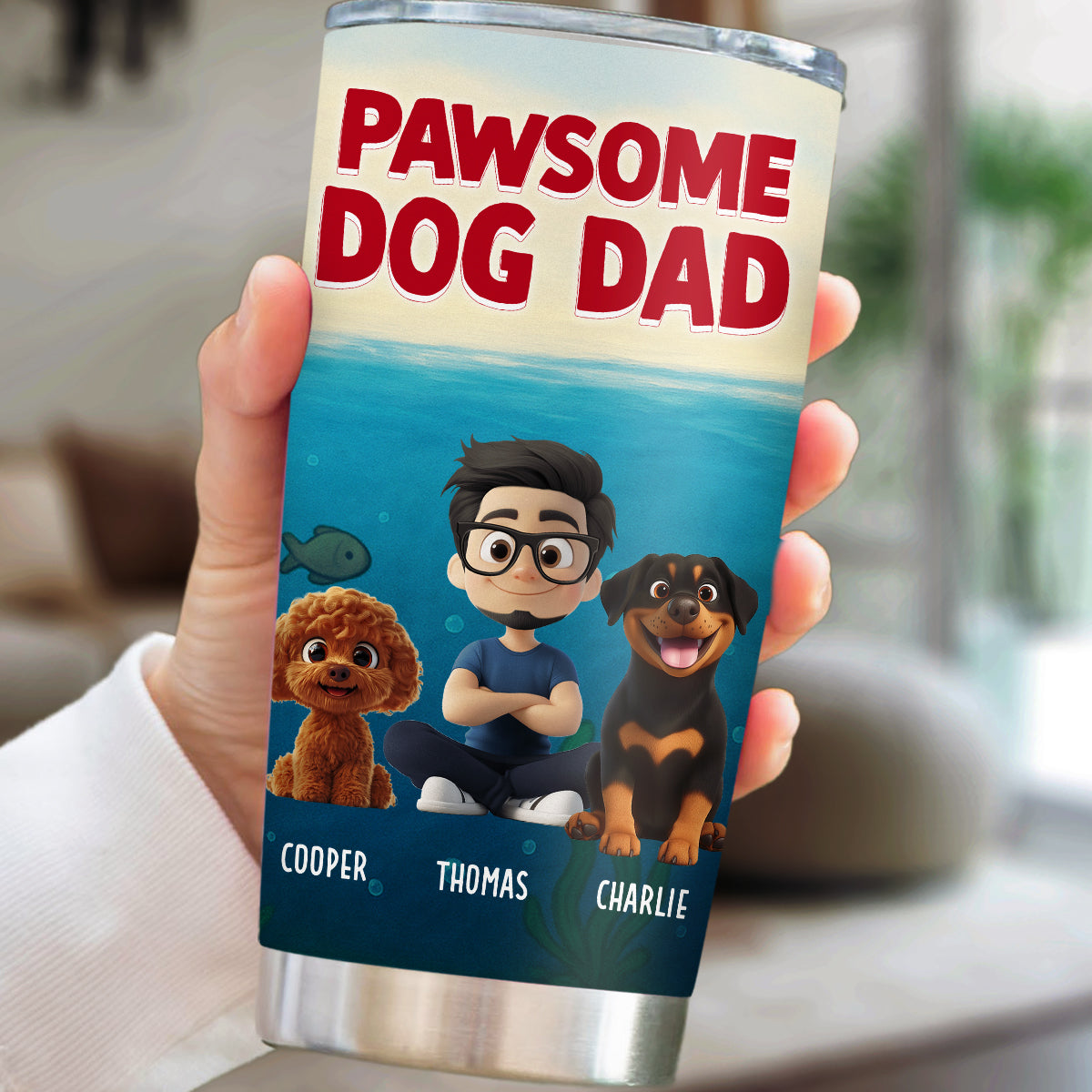 Custom Christmas Birthday Gifts For Dog Dad, Dog Lovers • Pawsome Dog Dad - Personalized Tumbler