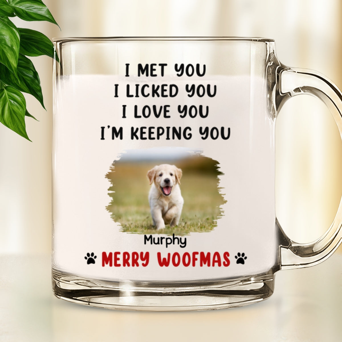 Custom Photo Christmas Birthday Gifts For Dog Lovers • We Licked And Love You Ver Christmas Photo - Personalized Glass Mug