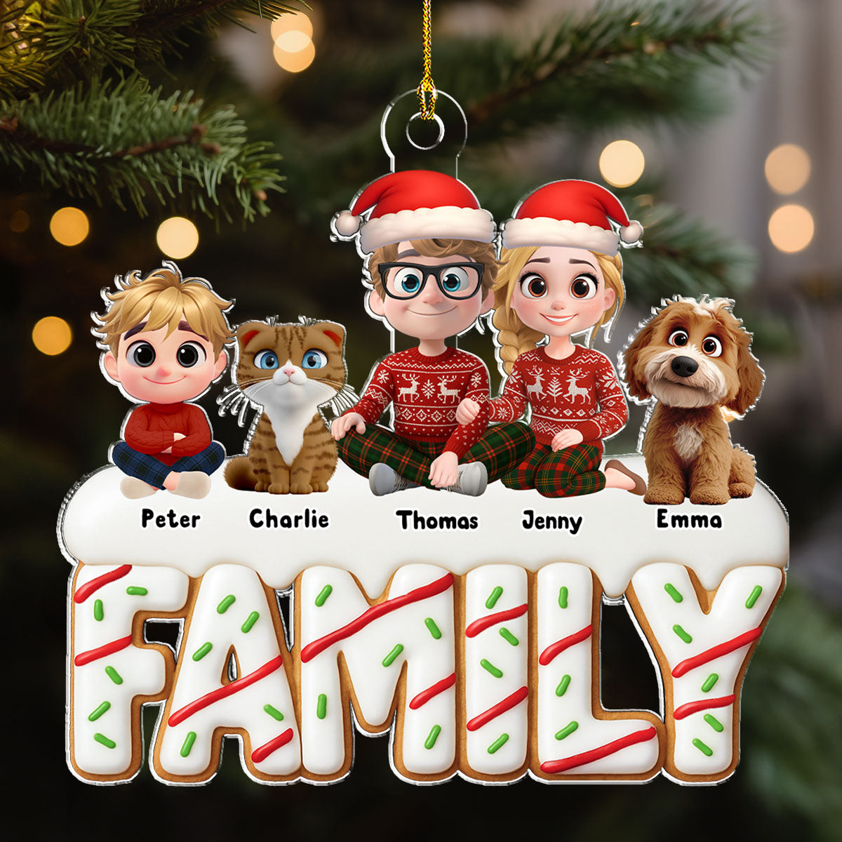 Sweetest Christmas As A Family - Personalized Acrylic Ornament