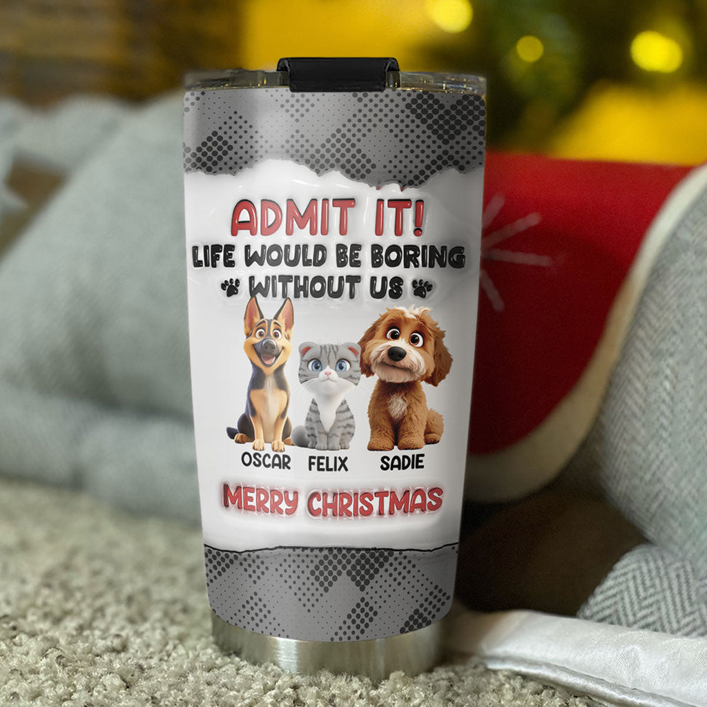 Custom Christmas Birthday Gifts For Pet Lovers • Christmas Dad Mom - Personalized 3D Inflated Effect Tumbler