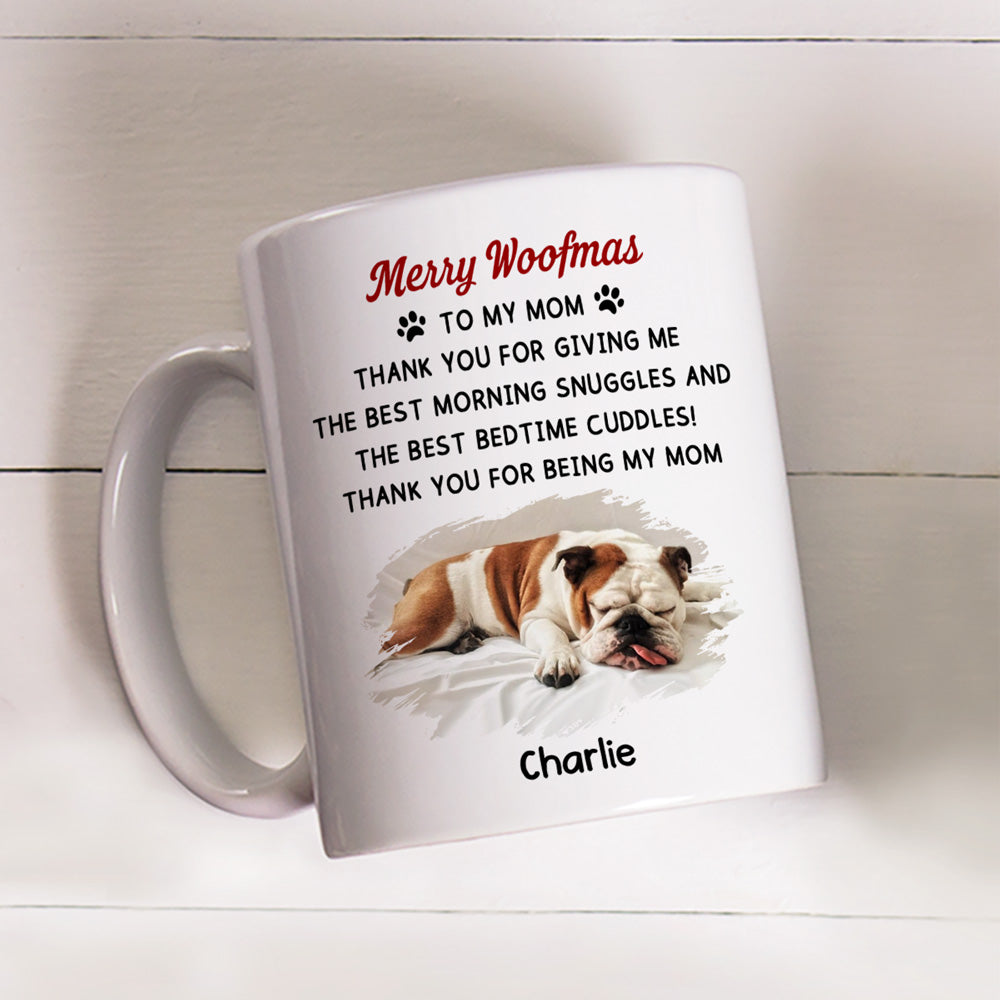 Custom Photo Christmas Birthday Gifts For Dog Lovers • Only Cuddle You At Bedtime Photo - Personalized Coffee Mug
