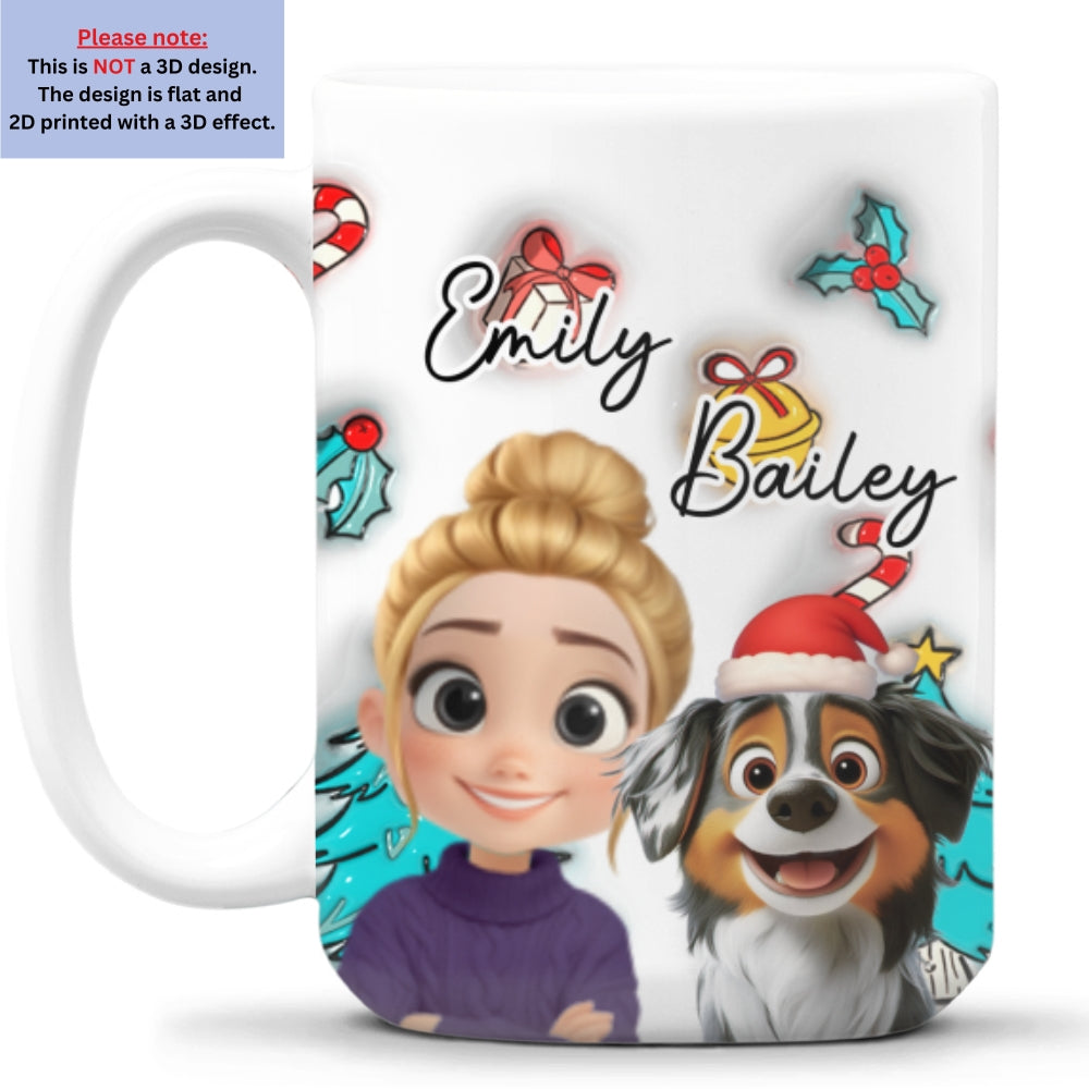 Custom Christmas Birthday Gifts For Dog Mom, Dog Lovers • Santa Is Coming To Us - Personalized 3D Inflated Effect Mug