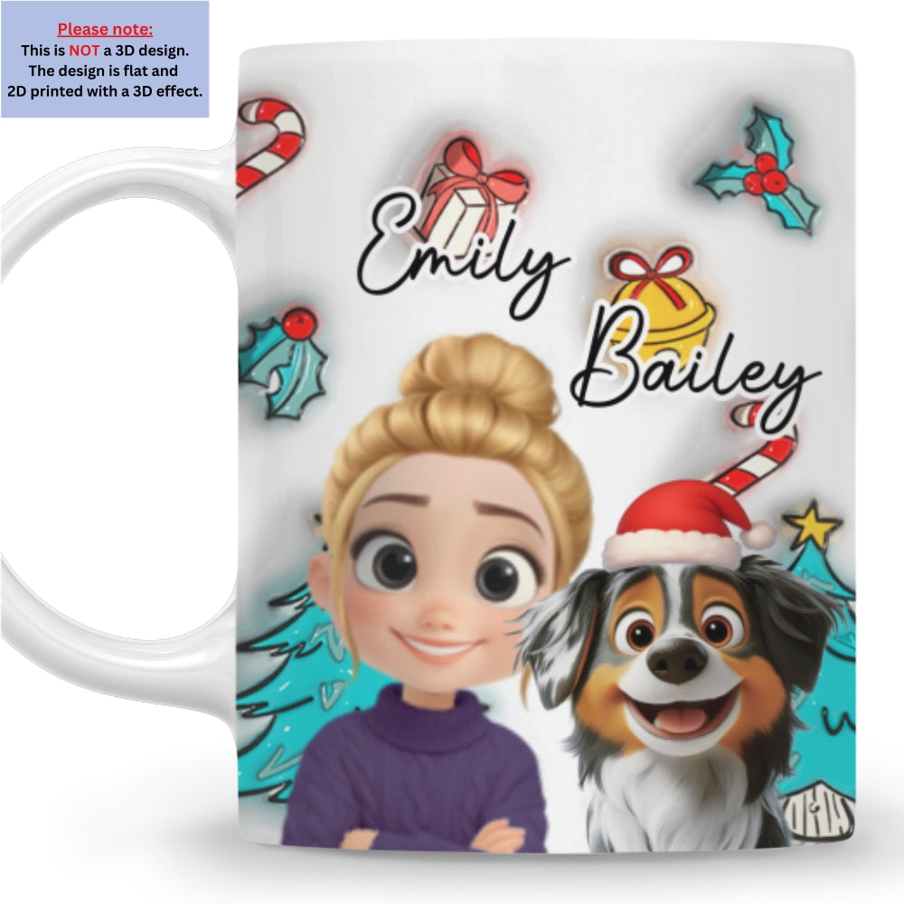 Custom Christmas Birthday Gifts For Dog Mom, Dog Lovers • Santa Is Coming To Us - Personalized 3D Inflated Effect Mug