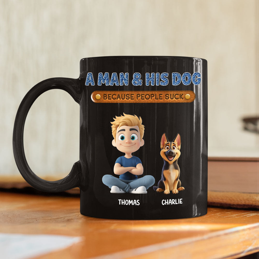 Custom Christmas Birthday Gifts For Dog Dad, Dog Lovers • A Gentleman And His Dog - Personalized Coffee Mug