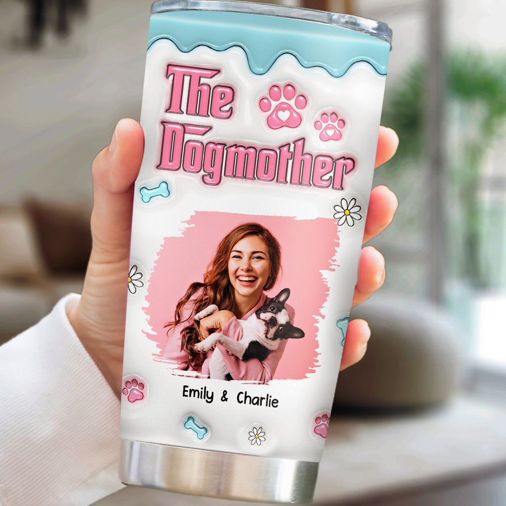 Custom Christmas Birthday Gifts For Dog Mom, Dog Lovers • Lovely Dog Mother Chibi - Personalized 3D Inflated Effect Tumbler