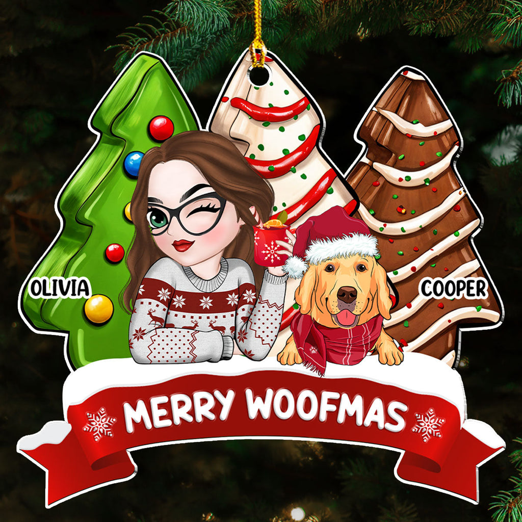 Custom Christmas Decor Home Birthday Gifts For Dog Mom, Dog Lovers • Dog Mom Christmas Tree Cake - Personalized Acrylic Ornament