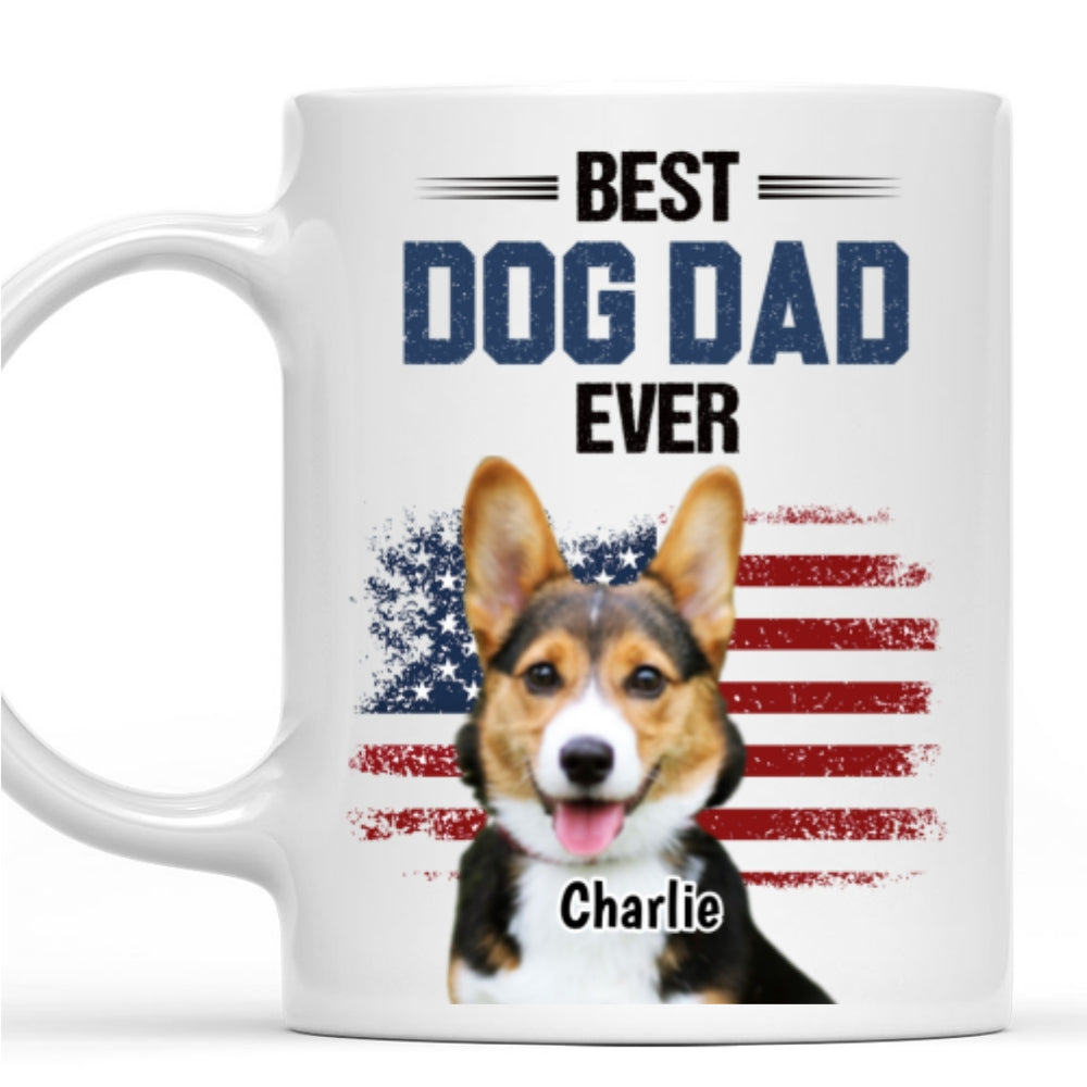 Custom Photo Father's day Birthday Gifts For Dog Dad, Dog Lovers • American Dog Dad Photo - Personalized Coffee Mug