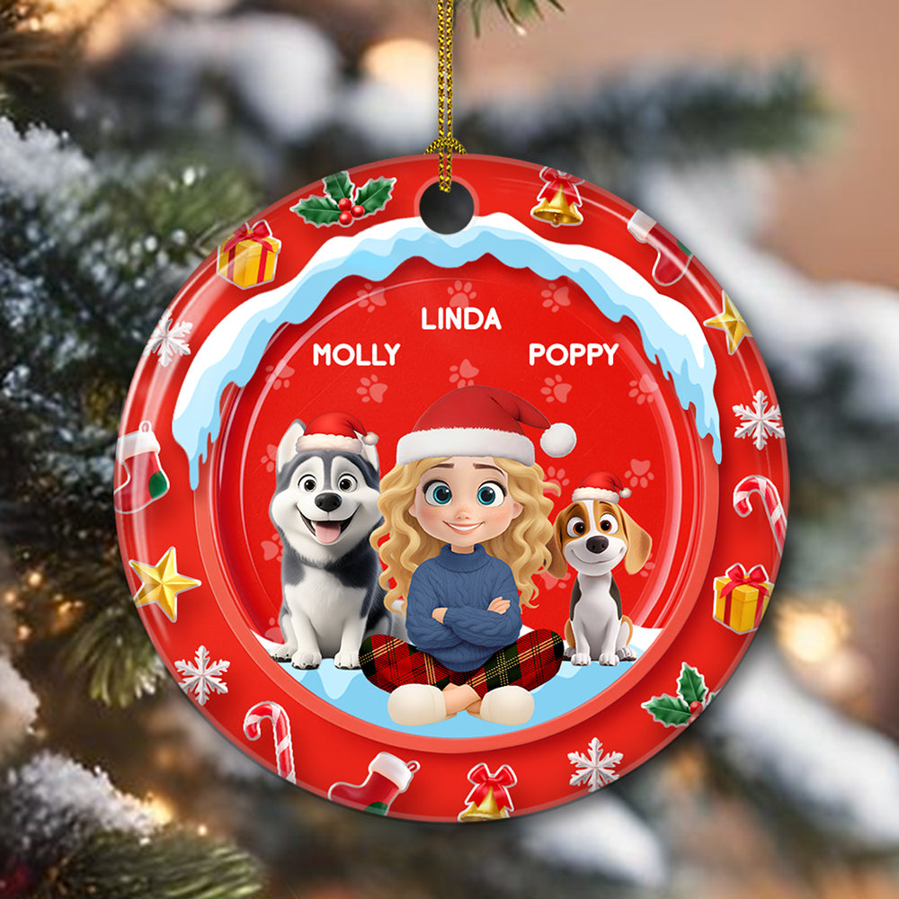 Custom Christmas Decor Home Birthday Gifts For Dog Mom, Dog Lovers • Under The Mistletoe - Personalized 3D Effect Ceramic Ornament