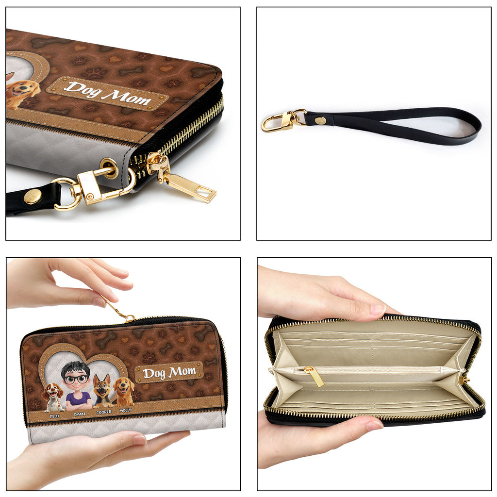 Dog Mom Leopard Cartoon - Personalized 3D Inflated Effect Leather Wallet