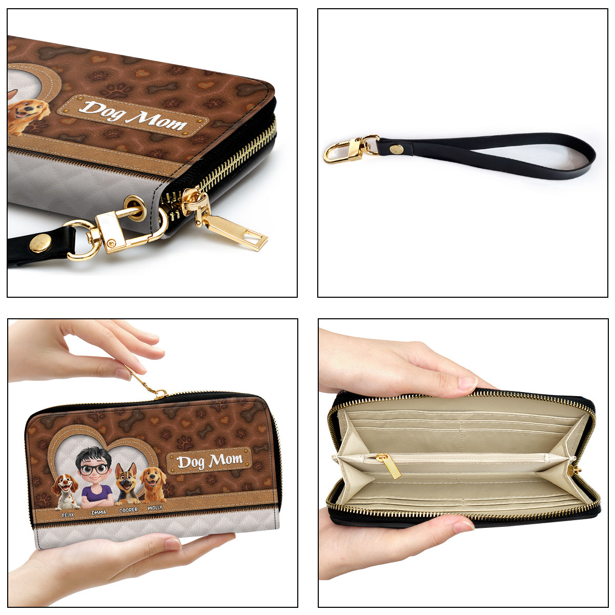 Dog Mom Leopard Cartoon - Personalized 3D Inflated Effect Leather Wallet