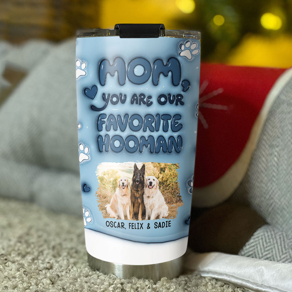 Custom Christmas Birthday Gifts For Pet Lovers • Thanks For Being Dog Favorite Human Ver Photo - Personalized 3D Inflated Effect Tumbler