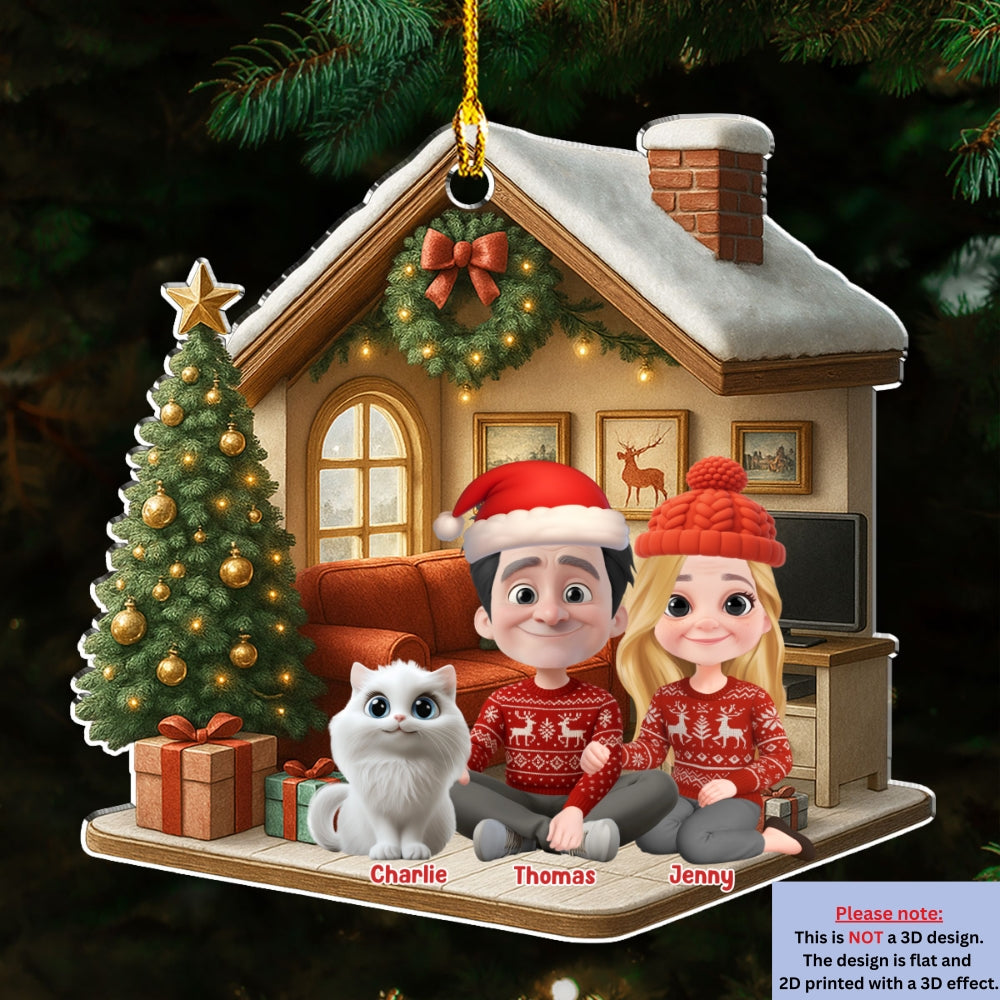 Custom Christmas Decor Home Birthday Gifts For Cat Lovers • Under One Roof With Cats - Personalized 3D Effect Acrylic Ornament
