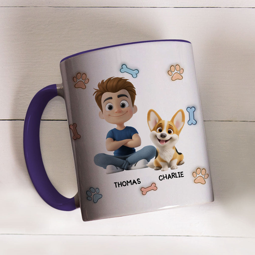 Custom Father's day Birthday Gifts For Dog Dad, Dog Lovers • Best Dog Dad - Personalized 3D Inflated Effect Accent Mug