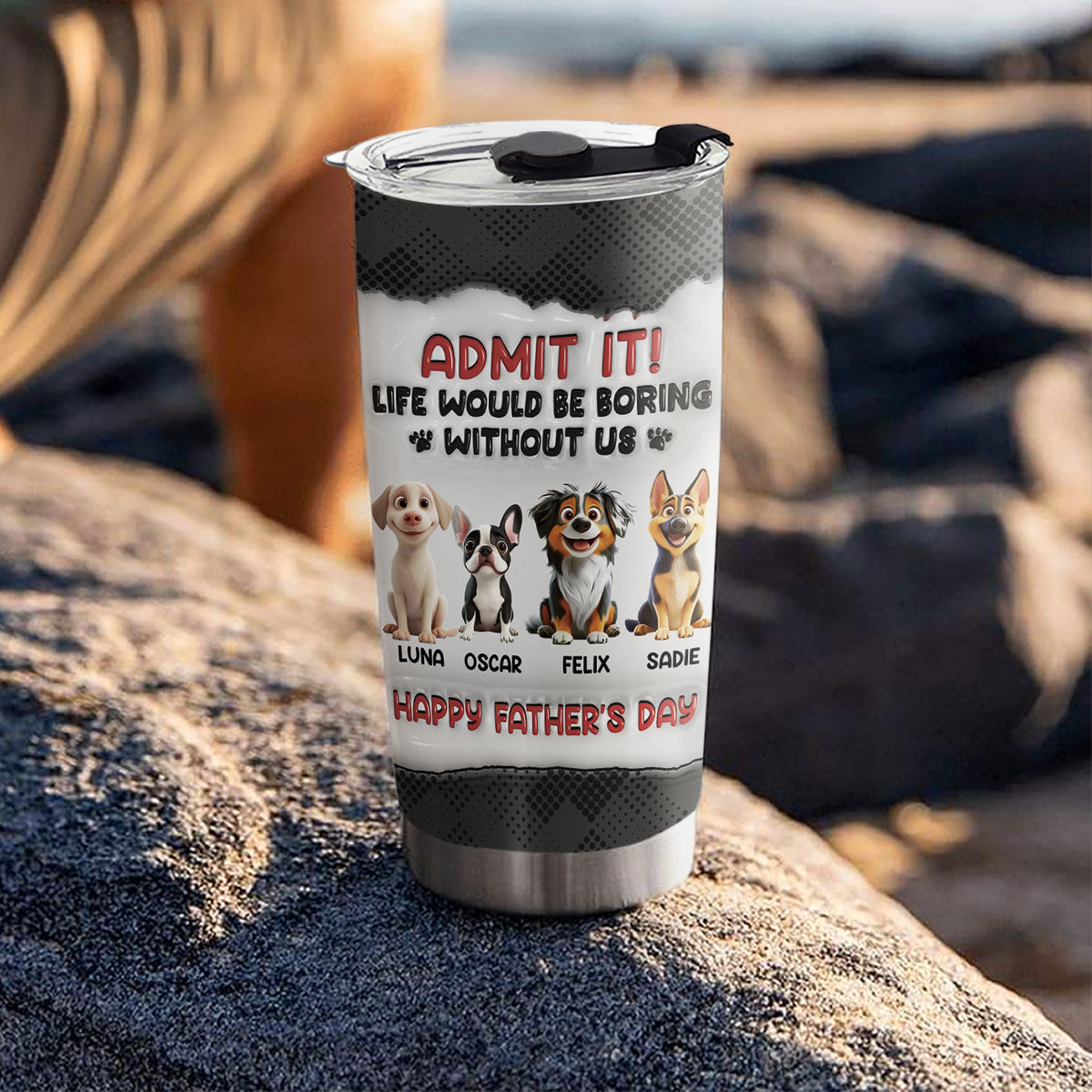 Custom Father's day Birthday Gifts For Dog Dad, Dog Lovers • Admit It Cartoon - Personalized 3D Inflated Effect Tumbler