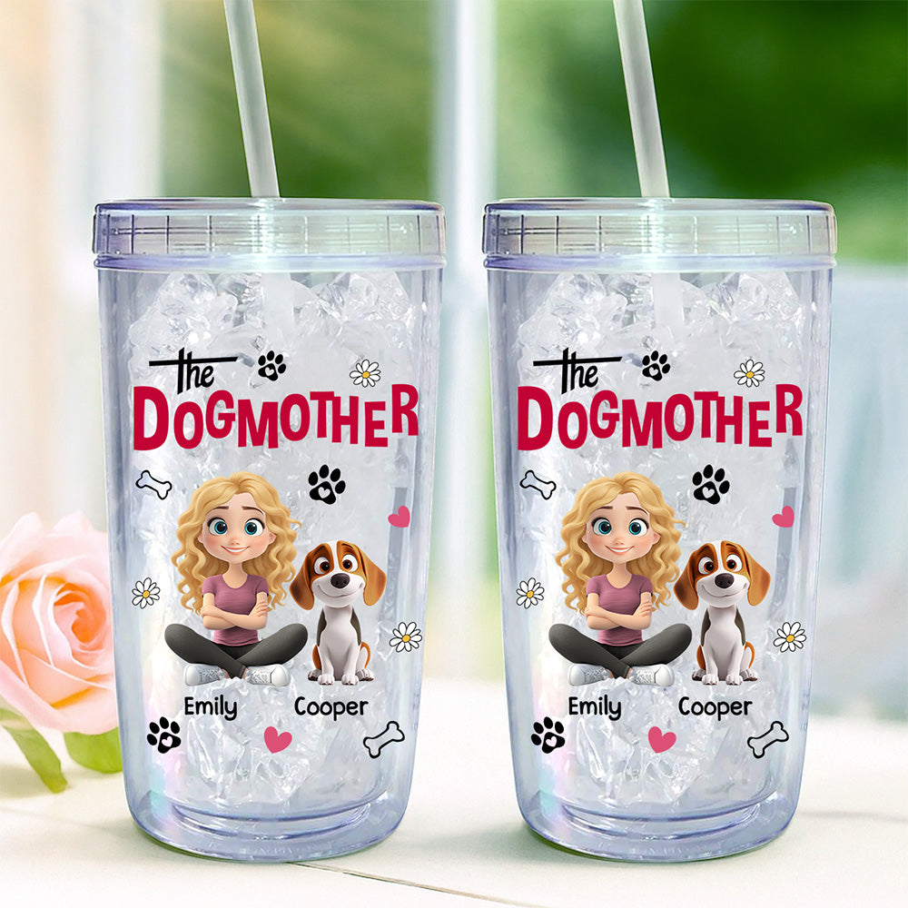 Custom Christmas Birthday Gifts For Dog Mom, Dog Lovers • The Dogmother - Personalized 14oz Plastic Tumbler