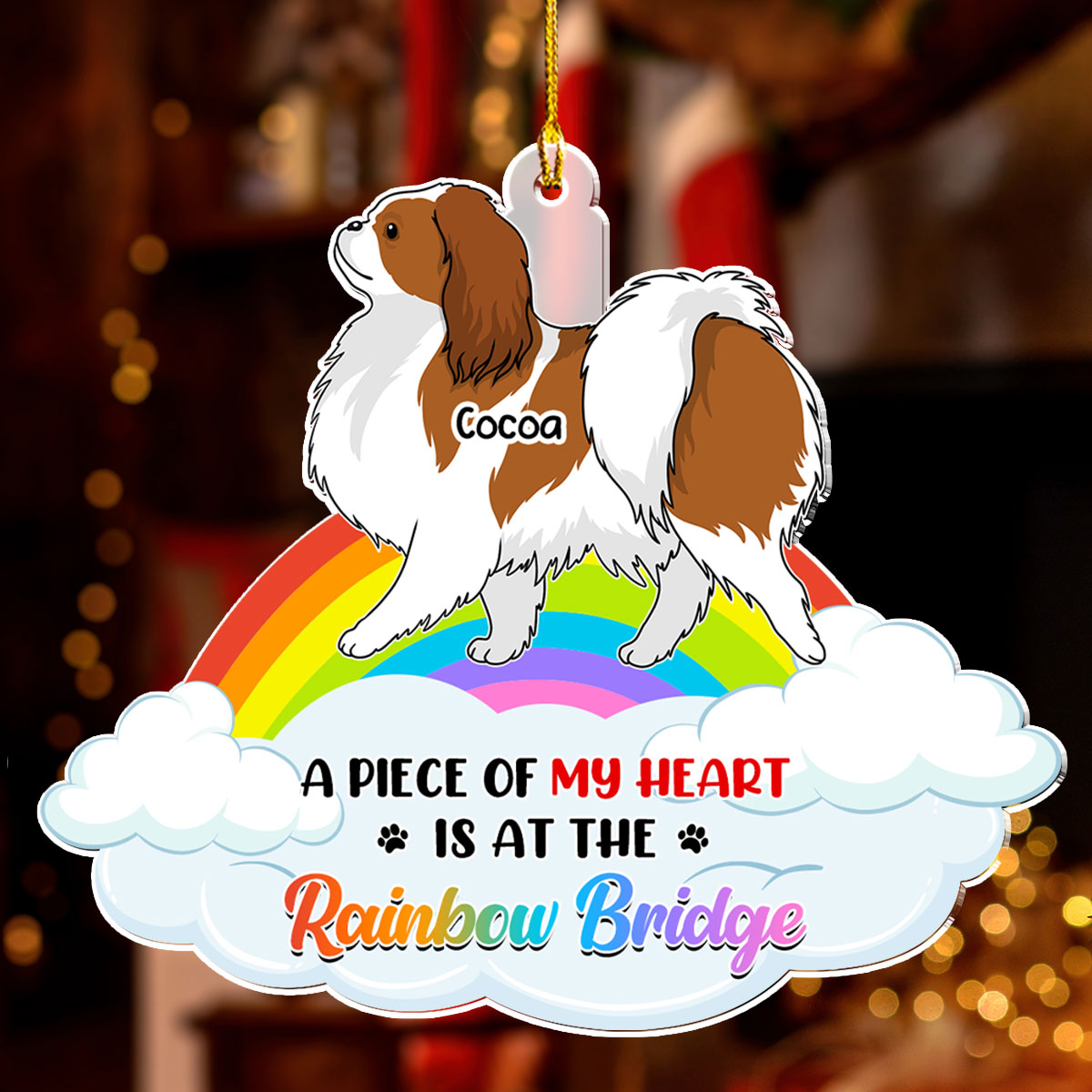 Custom Christmas Memorial Sympathy Gifts For Dogs, Cats • Piece Of Dog Mom - Personalized Acrylic Ornament