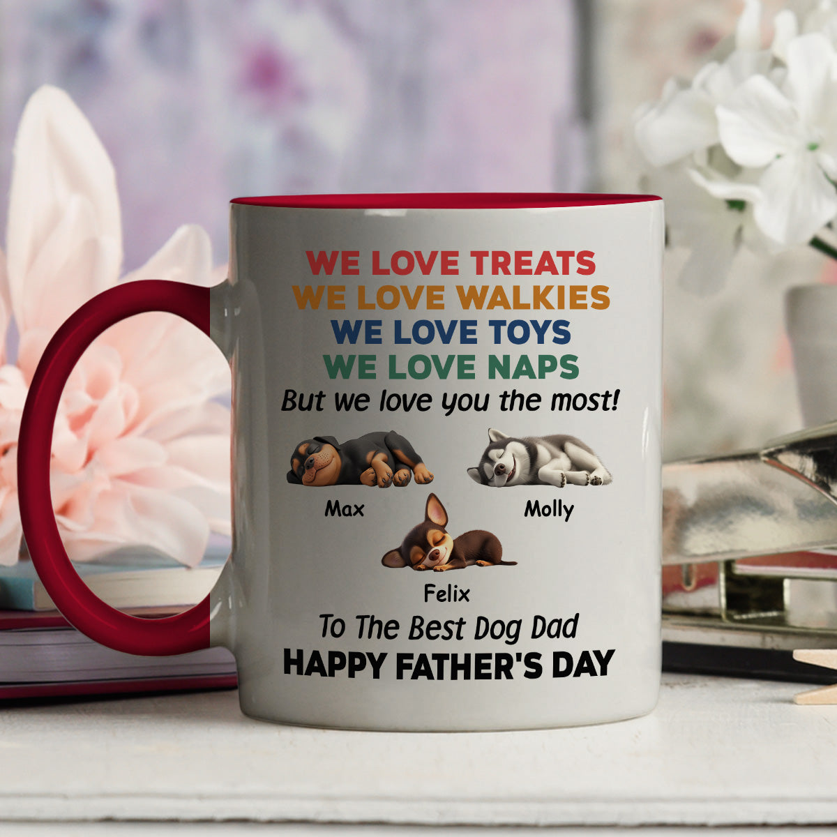 Custom Father's day Birthday Gifts For Dog Dad, Dog Lovers • Love You The Most Version 2 - Personalized Accent Mug