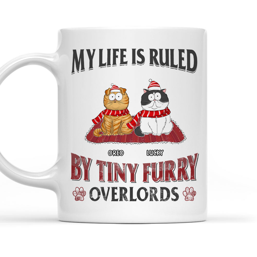 Custom Photo Mother's day Birthday Gifts For Cat Mom, Cat Lovers • Tiny Furry Overlords - Personalized Coffee Mug