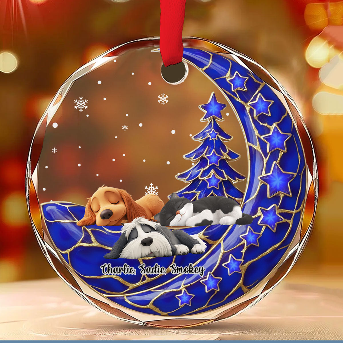 Custom Christmas Decor Home Birthday Gifts For Pet Lovers • Beside Pearl Of You With Pet - Personalized 3D Effect Glass Ornament