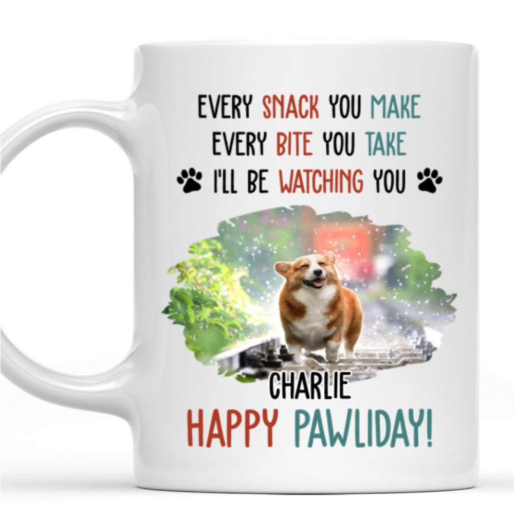 Custom Photo Christmas Birthday Gifts For Dog Lovers • Cartoon Dog Pawliday Photo - Personalized Coffee Mug