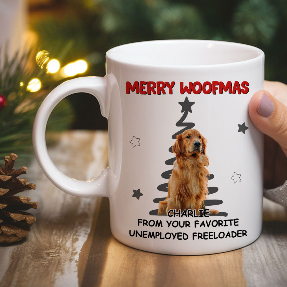 Custom Photo Christmas Birthday Gifts For Dog Lovers • Unemployed Freeloader Photo - Personalized Coffee Mug