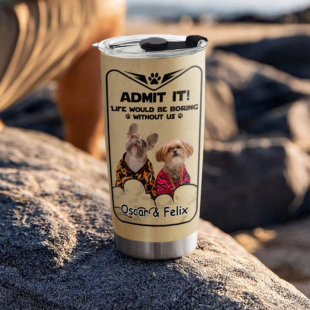 Custom Photo Father's day Birthday Gifts For Dog Dad, Dog Lovers • Woof You Daddy Ver 2 Photo - Personalized Tumbler