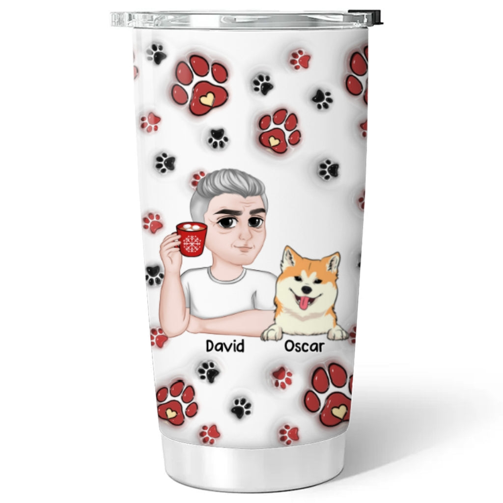 Custom Mother's day Birthday Gifts For Pet Mom, Pet Lovers • Love Dog Family - Personalized 3D Inflated Effect Tumbler