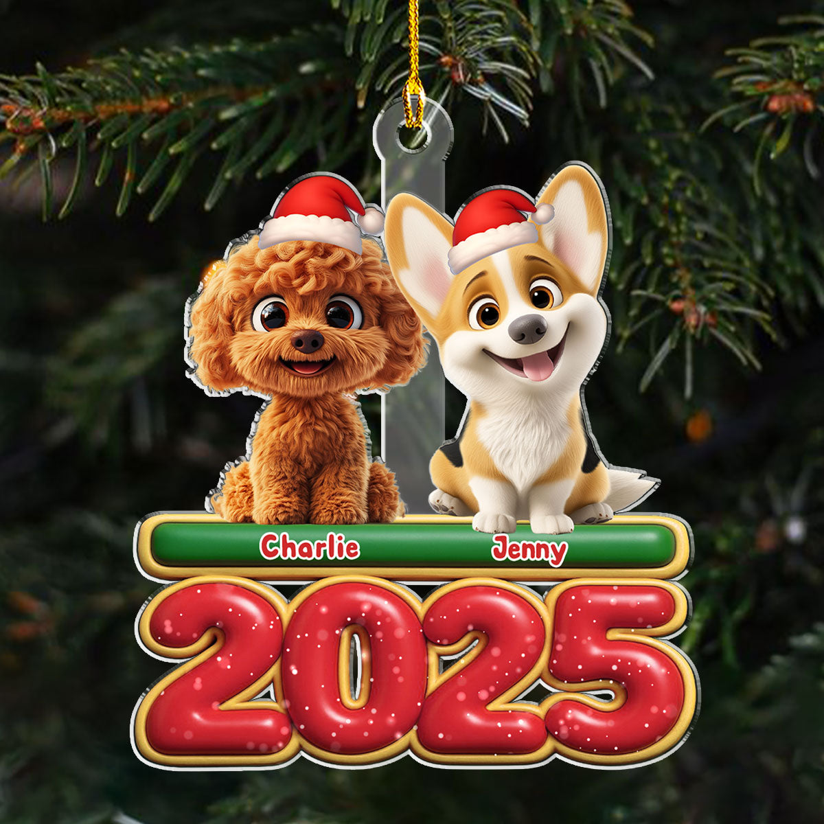 Custom Christmas Decor Home Birthday Gifts For Dog Lovers • My Dog Is Here - Personalized Acrylic Ornament