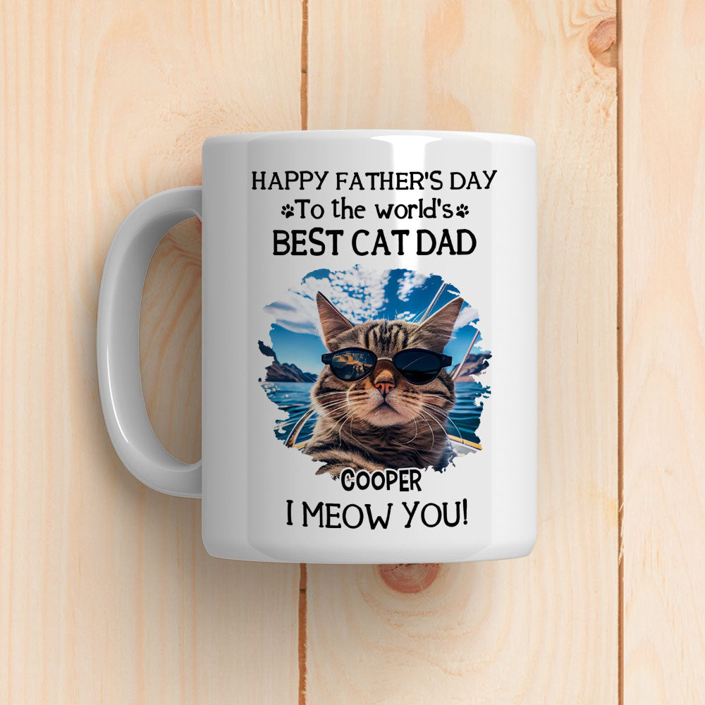 Custom Photo Father's day Birthday Gifts For Cat Dad, Cat Lovers • I Love You The Best Cat Dad Photo - Personalized Coffee Mug