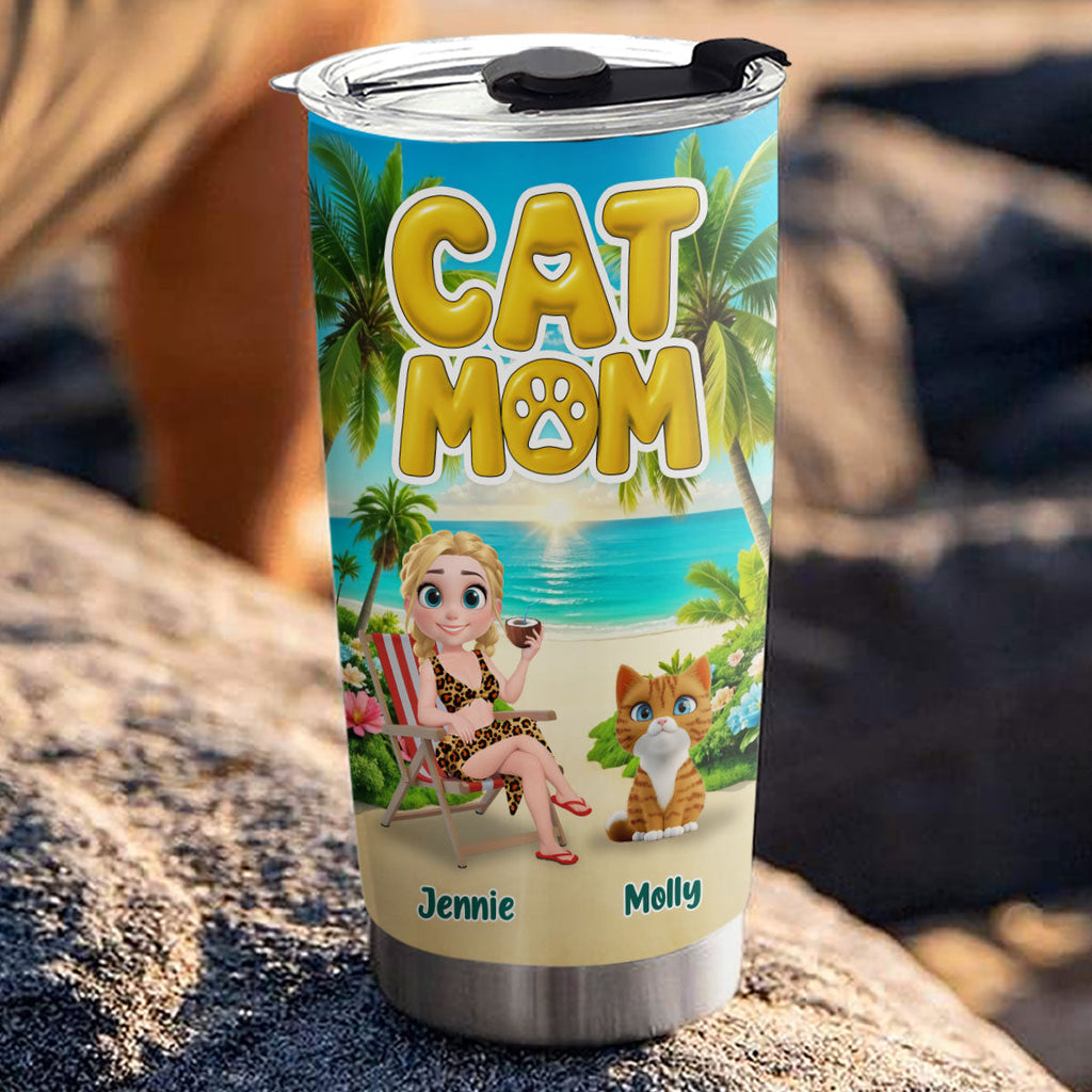 Custom Christmas Birthday Gifts For Pet Mom, Pet Lovers • Cat Mom Summer - Personalized Tumbler
