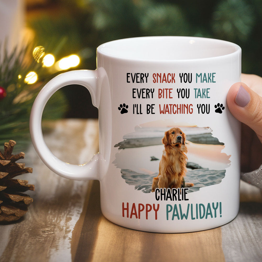 Custom Photo Christmas Birthday Gifts For Dog Lovers • Cartoon Dog Pawliday Photo - Personalized Coffee Mug