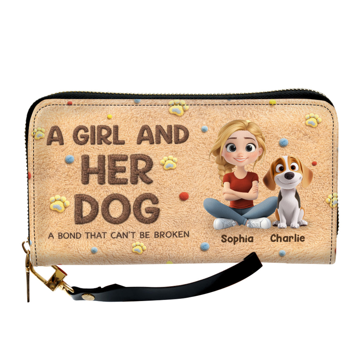 Stuffy Girl And Her Lovely Dogs - Personalized 3D Effect Leather Wallet