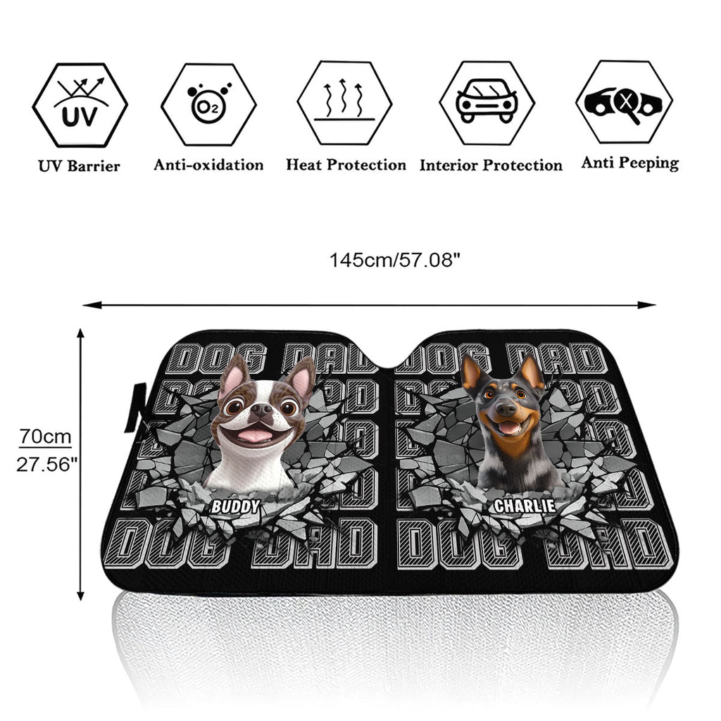 Custom Christmas Birthday Gifts Car Accessories for Dog Parents • Cool Dad Cool Dog - Personalized Car Sunshade