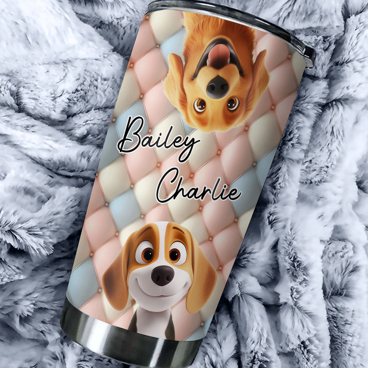 Custom Christmas Birthday Gifts For Dog Mom, Dog Lovers • Puff It Up - Personalized 3D Effect Tumbler