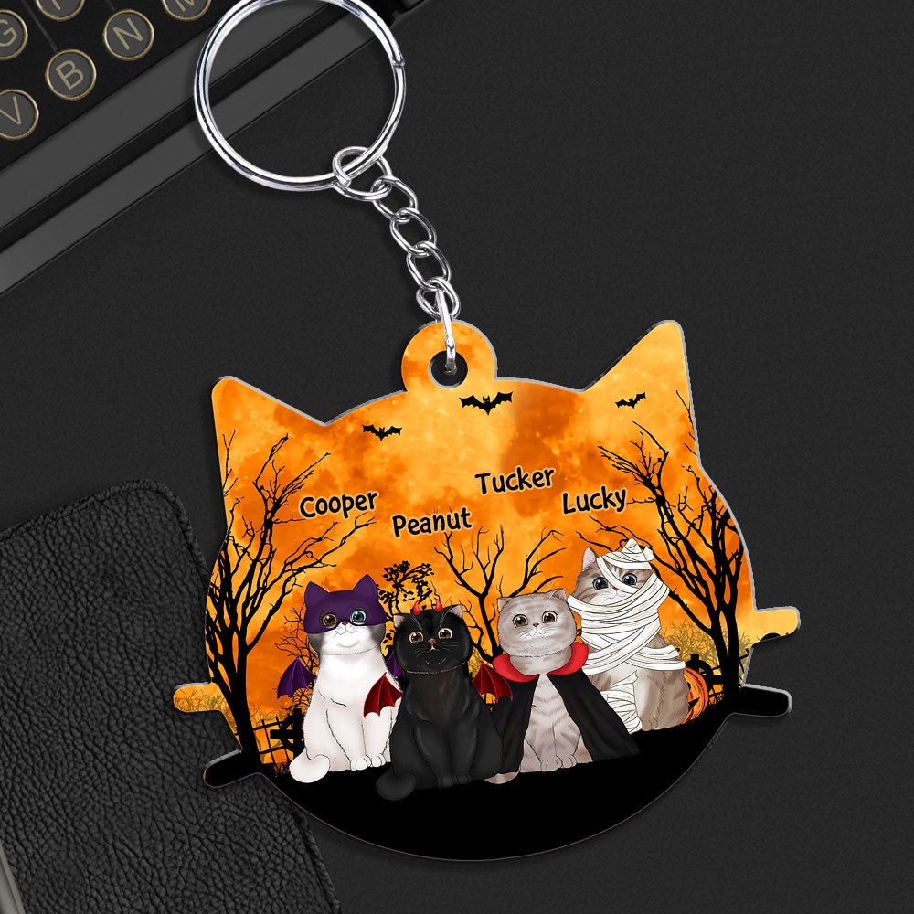 Halloween Cat Face - Personalized Acrylic Keychain