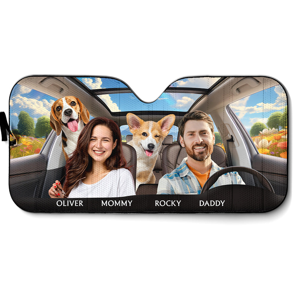 Custom Christmas Birthday Gifts Car Accessories for Dog Parents • Life Is Better With My Dog Couple Photo - Personalized Car Sunshade