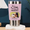 Custom Photo Christmas Birthday Gifts For Pet Mom, Pet Lovers • Pumskin Pet Autumn Photo - Personalized Pink Leather Tumbler