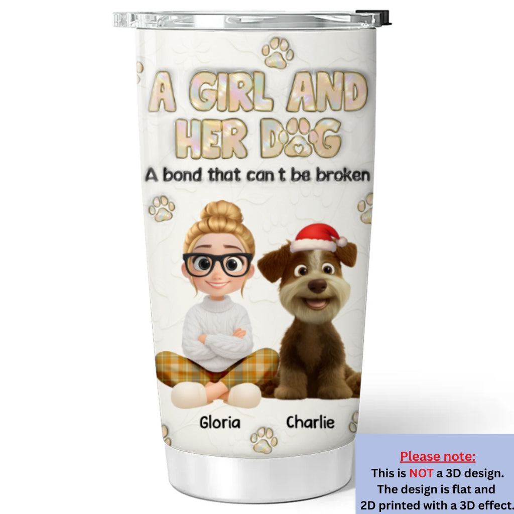 Custom Christmas Birthday Gifts For Dog Lovers • A Girl And Her Dog Ver Pearl - Personalized 3D Inflated Effect Tumbler