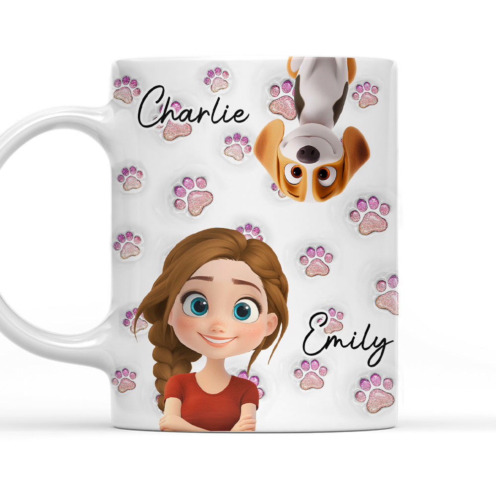 Custom Christmas Birthday Gifts For Dog Mom, Dog Lovers • Lovely Pink Dog Mom - Personalized 3D Inflated Effect Mug