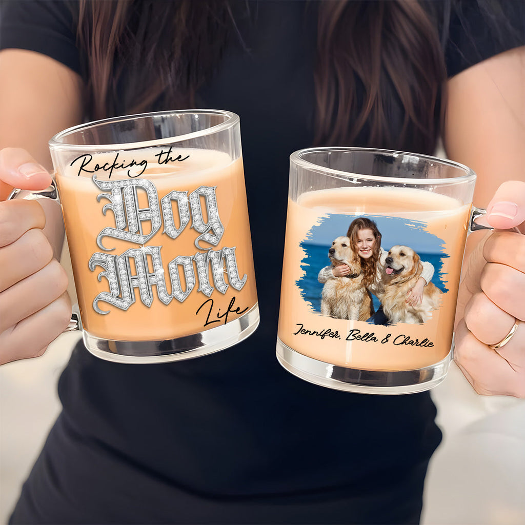 Custom Photo Christmas Birthday Gifts For Dog Mom, Dog Lovers • Rocking My Way Photo - Personalized 3D Effect Glass Mug