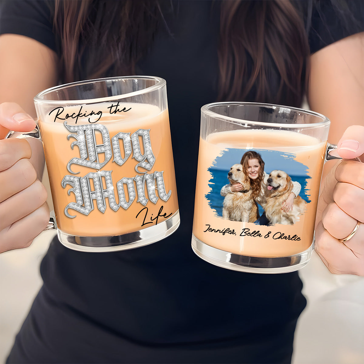 Custom Photo Christmas Birthday Gifts For Dog Mom, Dog Lovers • Rocking My Way Photo - Personalized 3D Effect Glass Mug