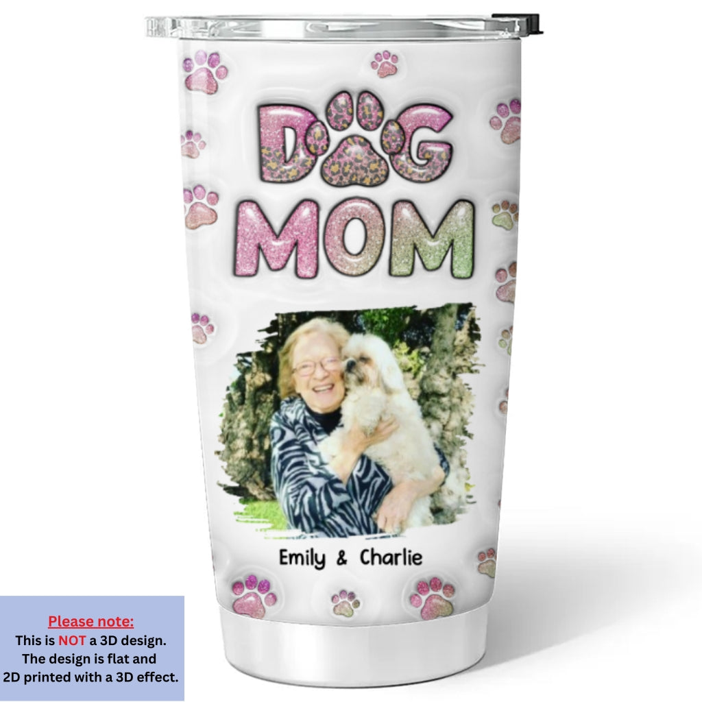 Custom Photo Christmas Birthday Gifts For Dog Mom, Dog Lovers • Dog Mom Lovely Chibi Full Option Photo - Personalized 3D Inflated Effect Tumbler