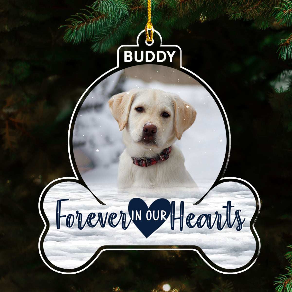 Custom Christmas Memorial Sympathy Gifts For Dogs, Cats • Forever In My Heart - Personalized Acrylic Ornament