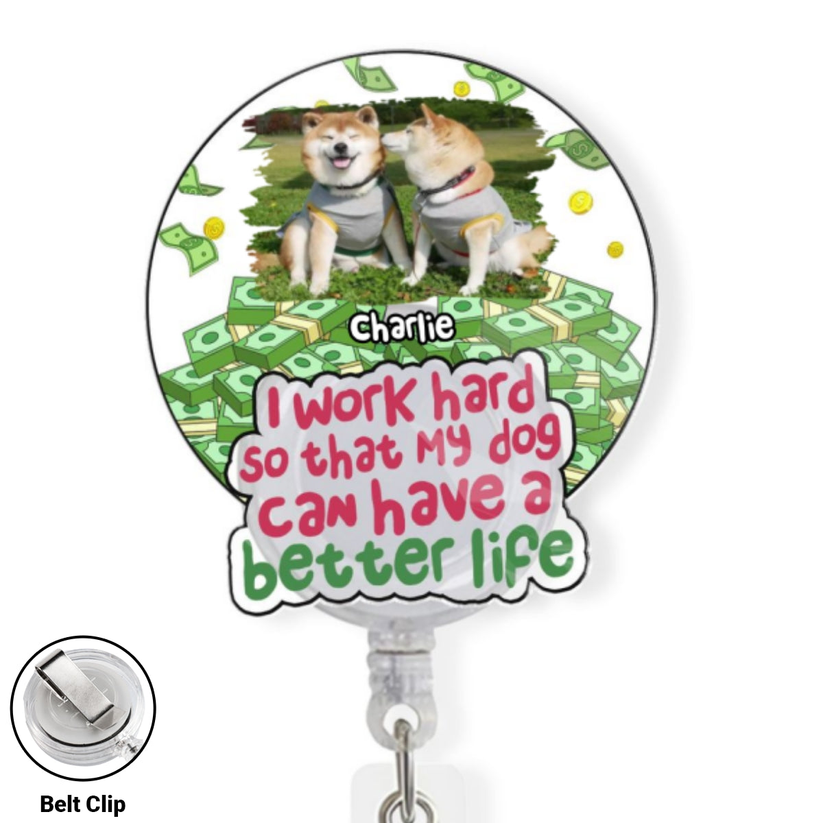Custom Photo ID Holder, Graduation Christmas Birthday Gifts for Dog Lovers • Better Life Photo - Personalized Acrylic Badge Reel