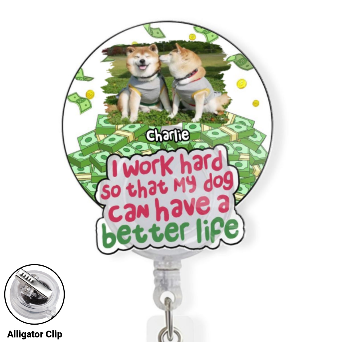 Custom Photo ID Holder, Graduation Christmas Birthday Gifts for Dog Lovers • Better Life Photo - Personalized Acrylic Badge Reel