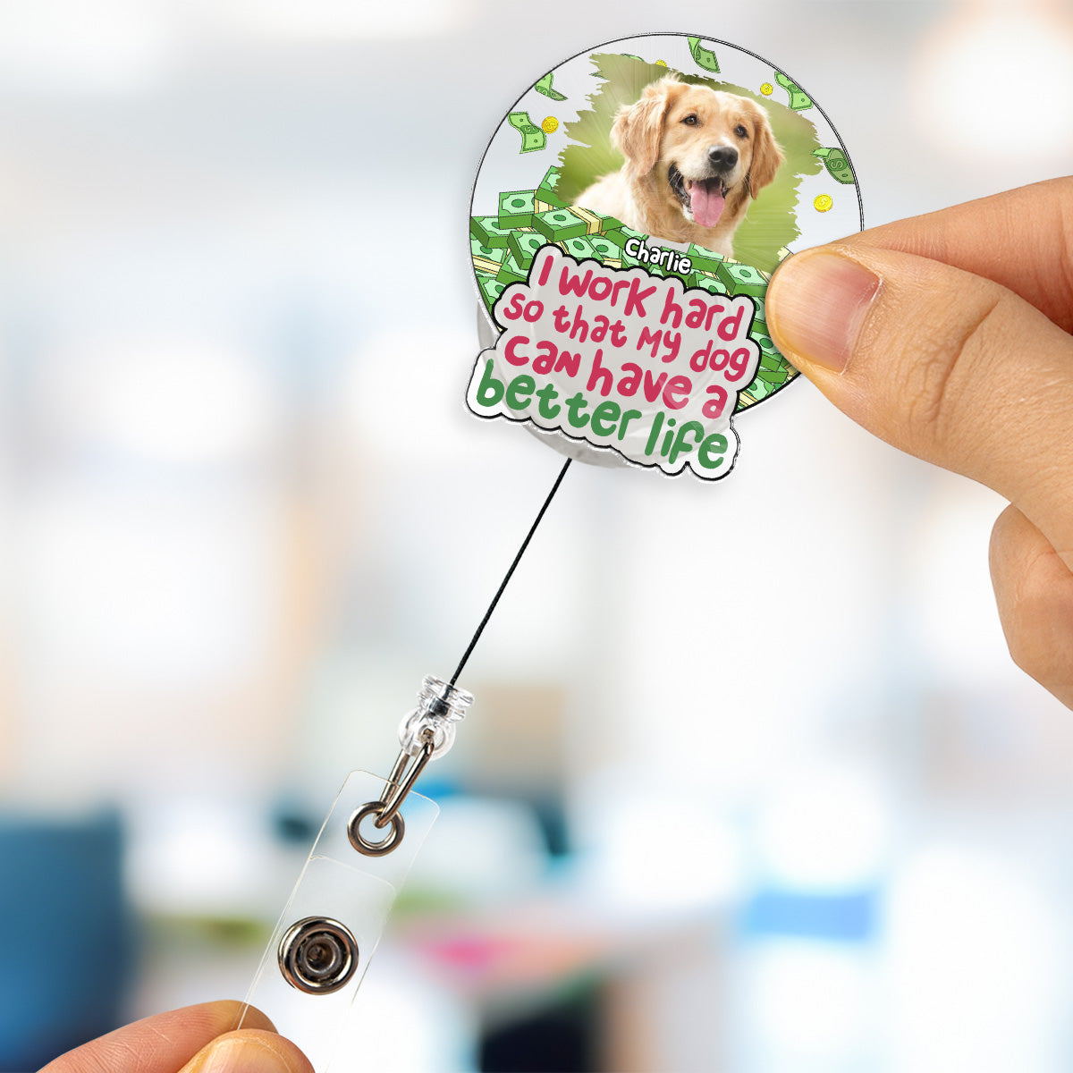 Custom Photo ID Holder, Graduation Christmas Birthday Gifts for Dog Lovers • Better Life Photo - Personalized Acrylic Badge Reel