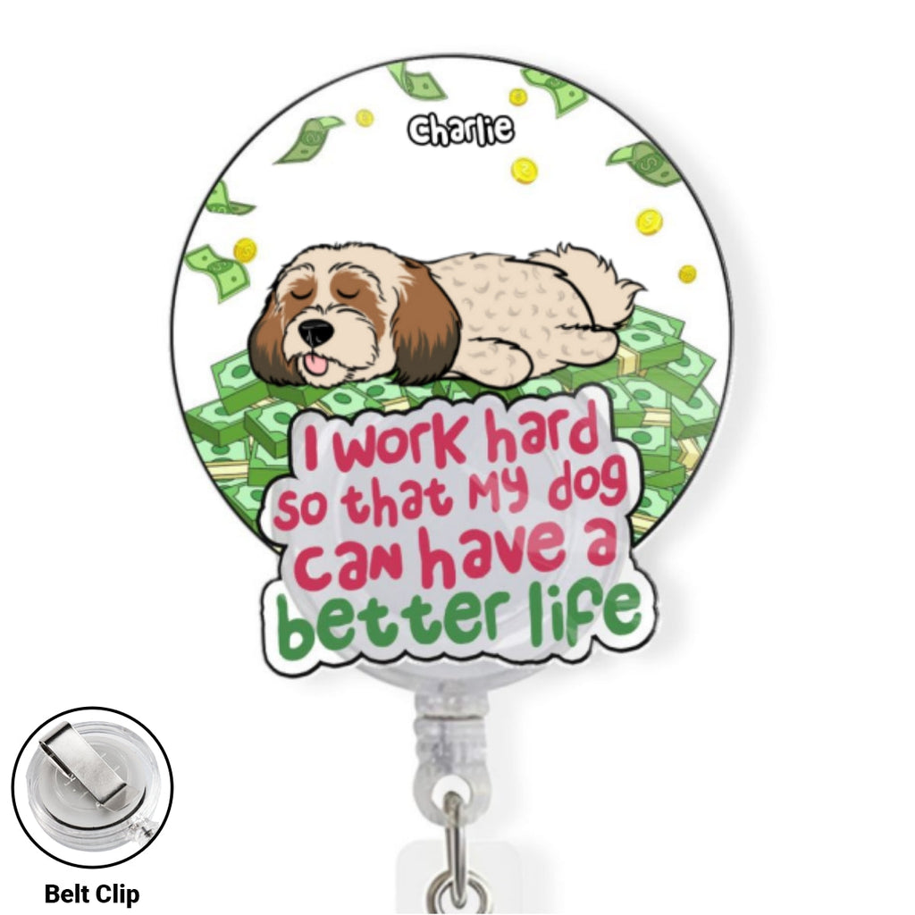 Custom Photo ID Holder, Graduation Christmas Birthday Gifts for Dog Lovers • Better Life - Personalized Acrylic Badge Reel