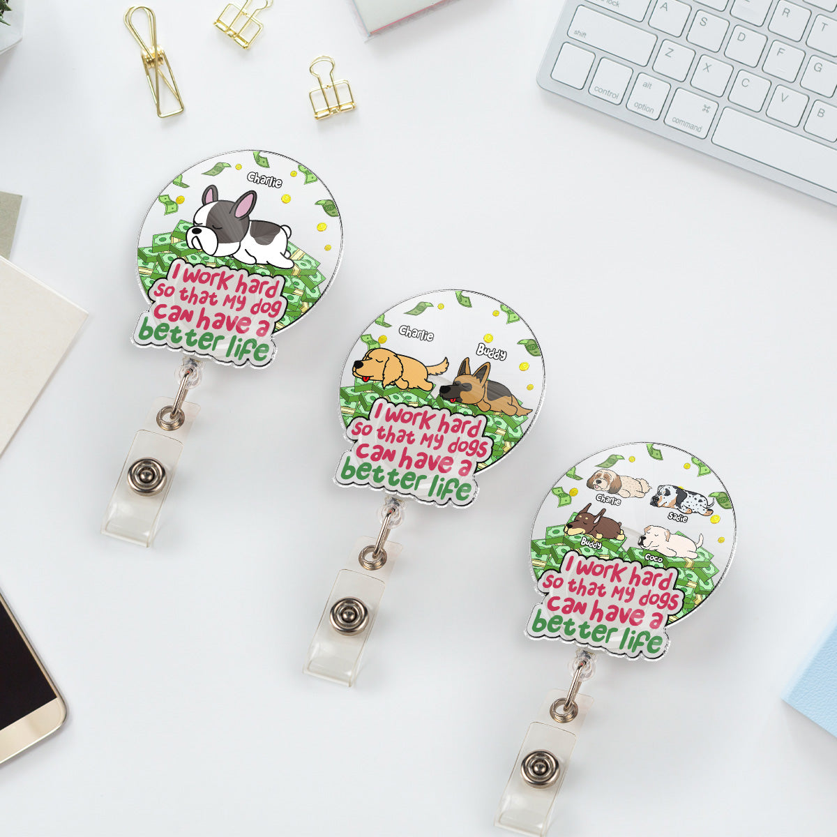 Custom Photo ID Holder, Graduation Christmas Birthday Gifts for Dog Lovers • Better Life - Personalized Acrylic Badge Reel